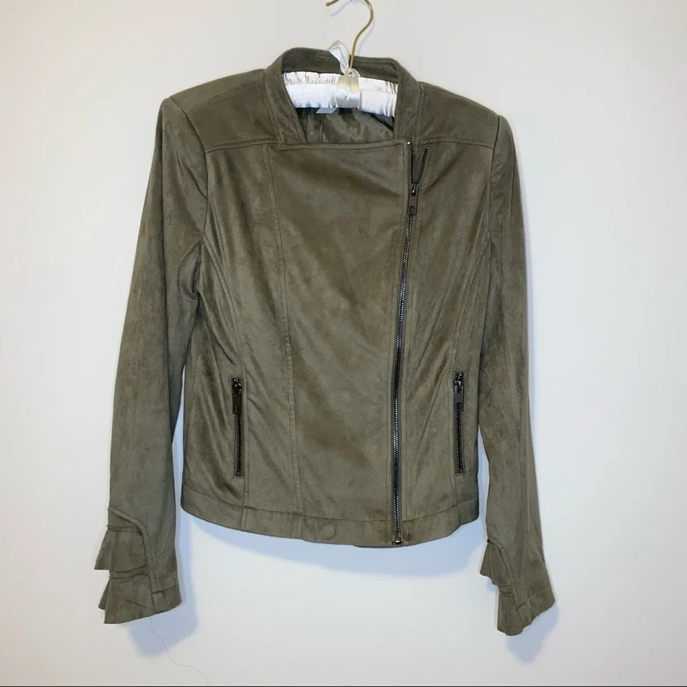 NWOT G by Giuliana Green Faux Suede Moto Jacket XS New without tags